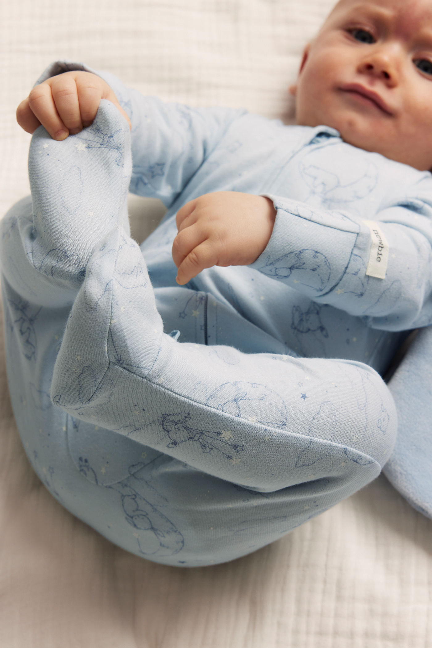 Animal 2-way zip pajamas | Light blue | Baby | Newbie
