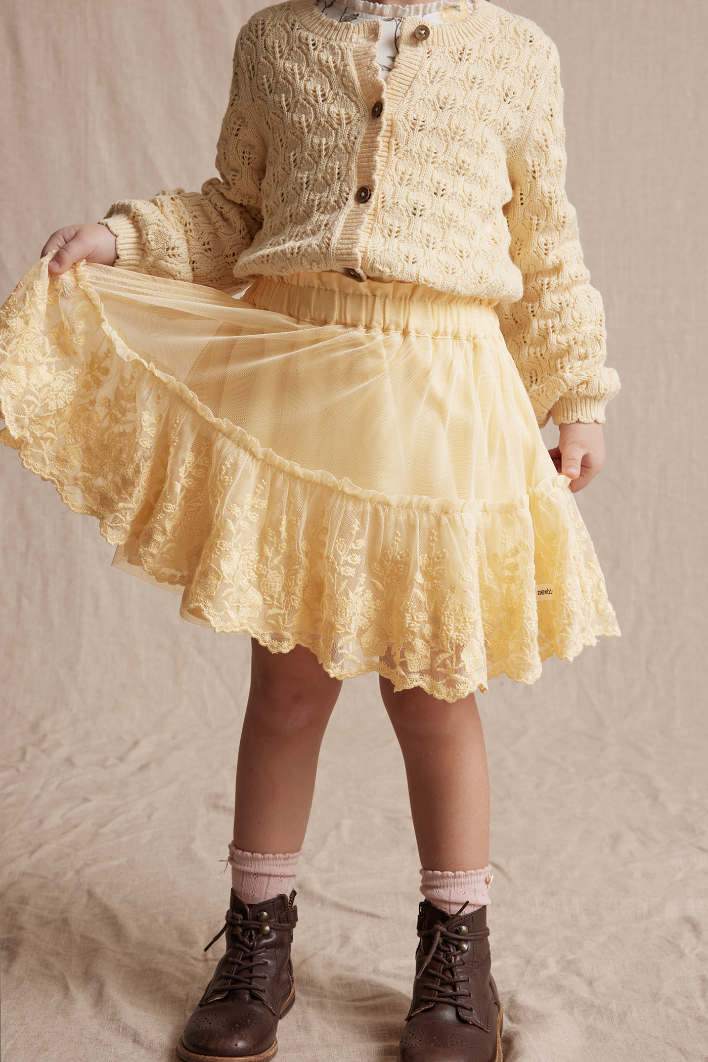 Mesh skirt with embroidery | Yellow | Kids | Newbie