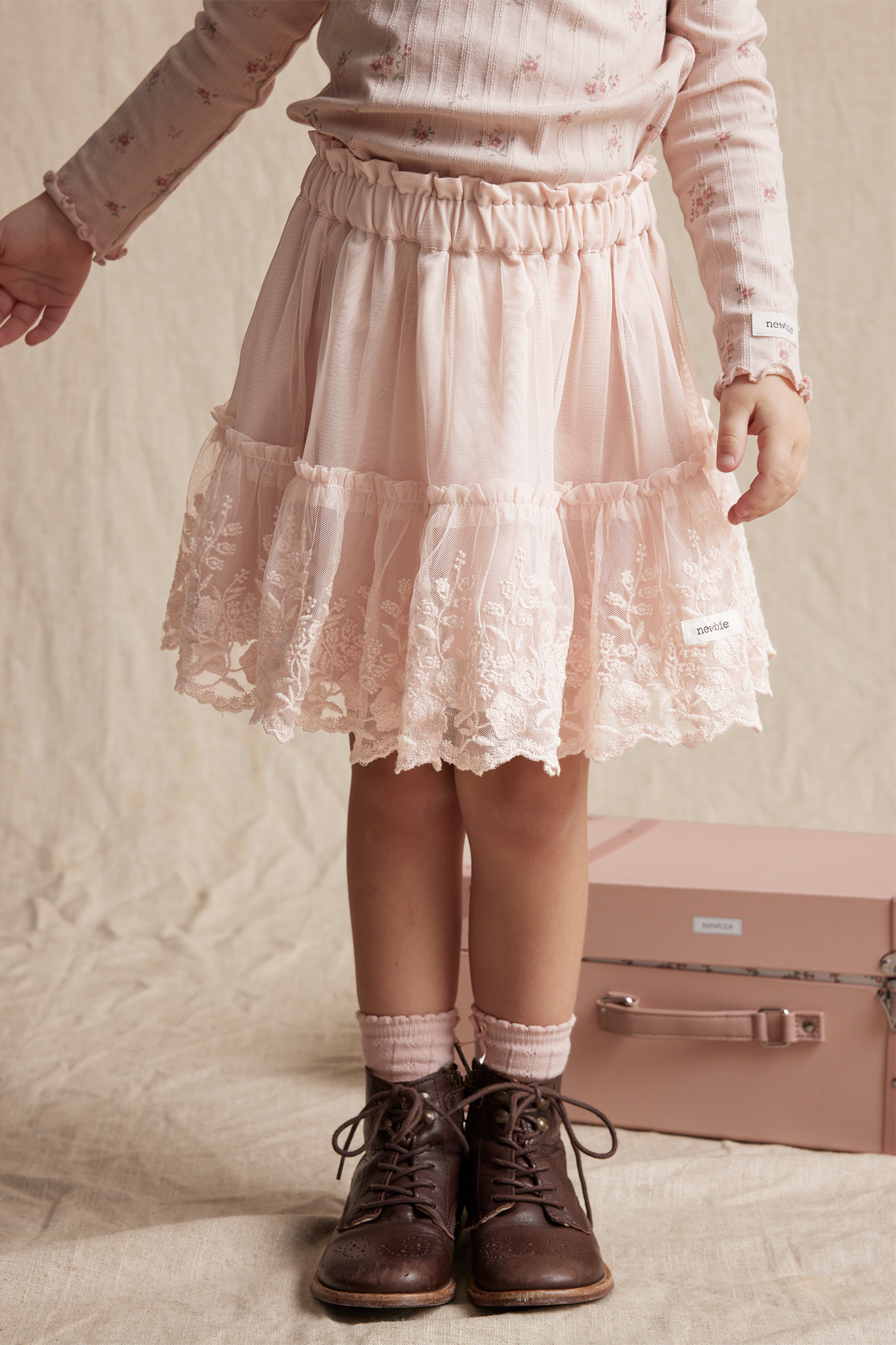 Mesh skirt with embroidery | Light pink | Kids | Newbie Mesh skirt with embroidery | Light pink | Kids | Newbie