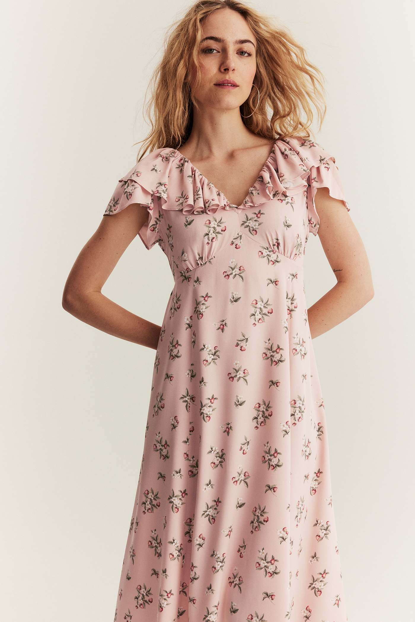 JILTU petite frill dress ピンク 0 Scallop Detail Tiered Mini Dress – English Factory