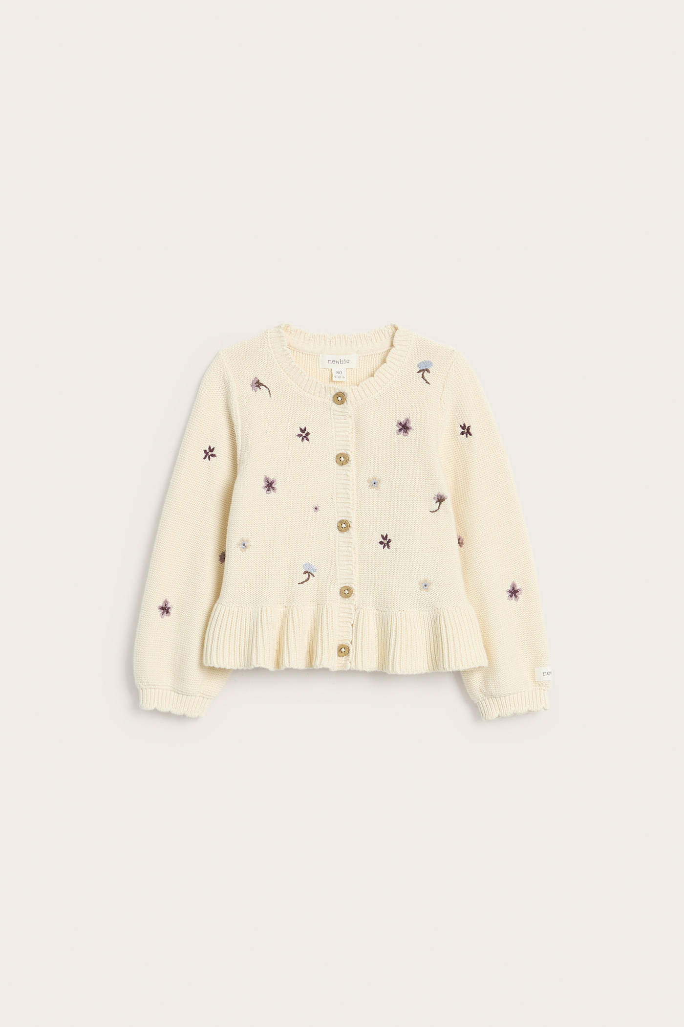 Knitted cardigan with embroidery | Light beige | Baby | Newbie