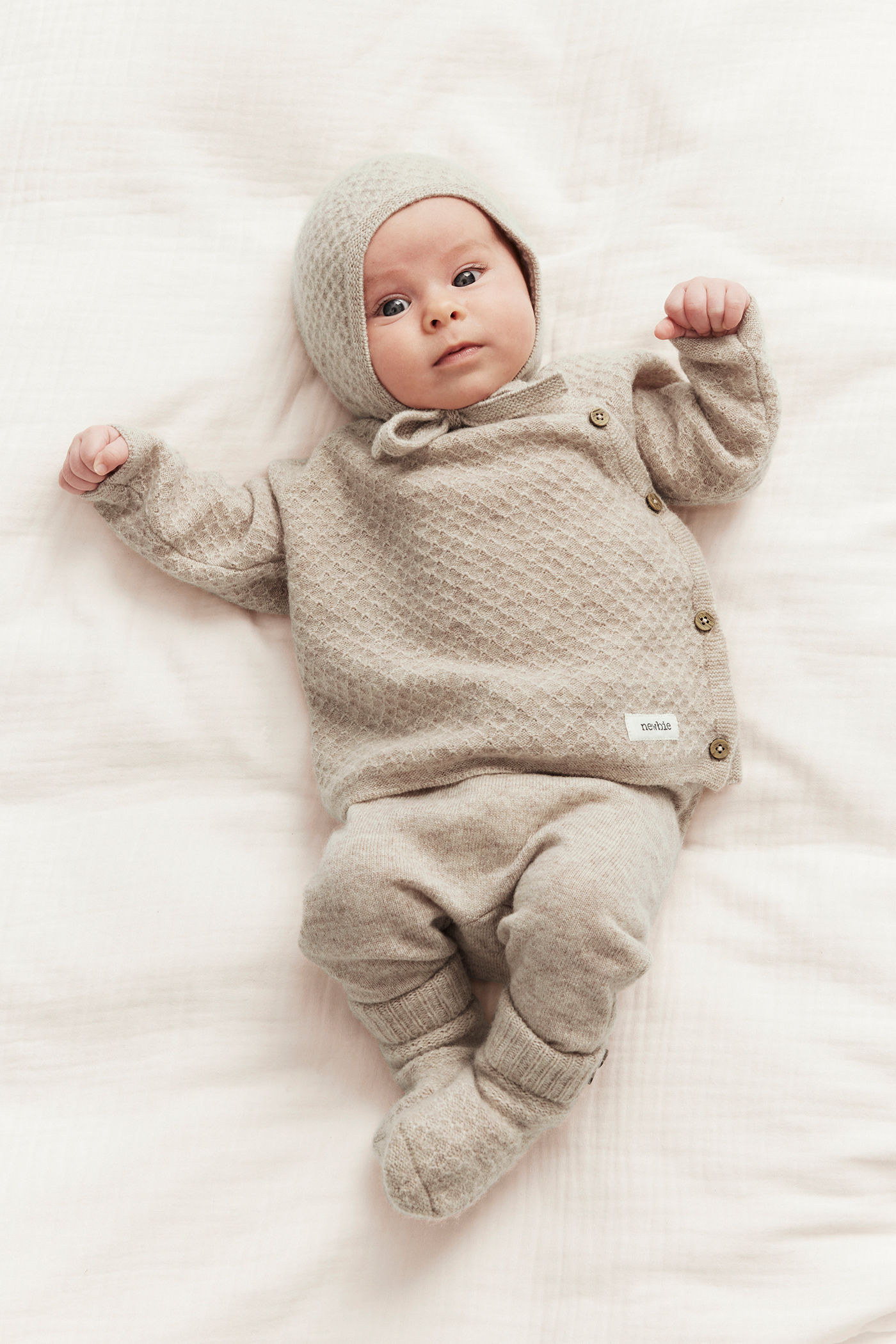 Wool cashmere blend cardigan | Beige mélange | Baby | Newbie