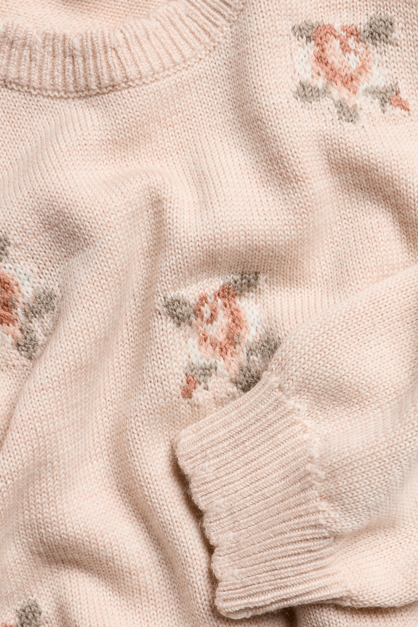 Knitted wool jumper with roses | Pink | Kids | Newbie