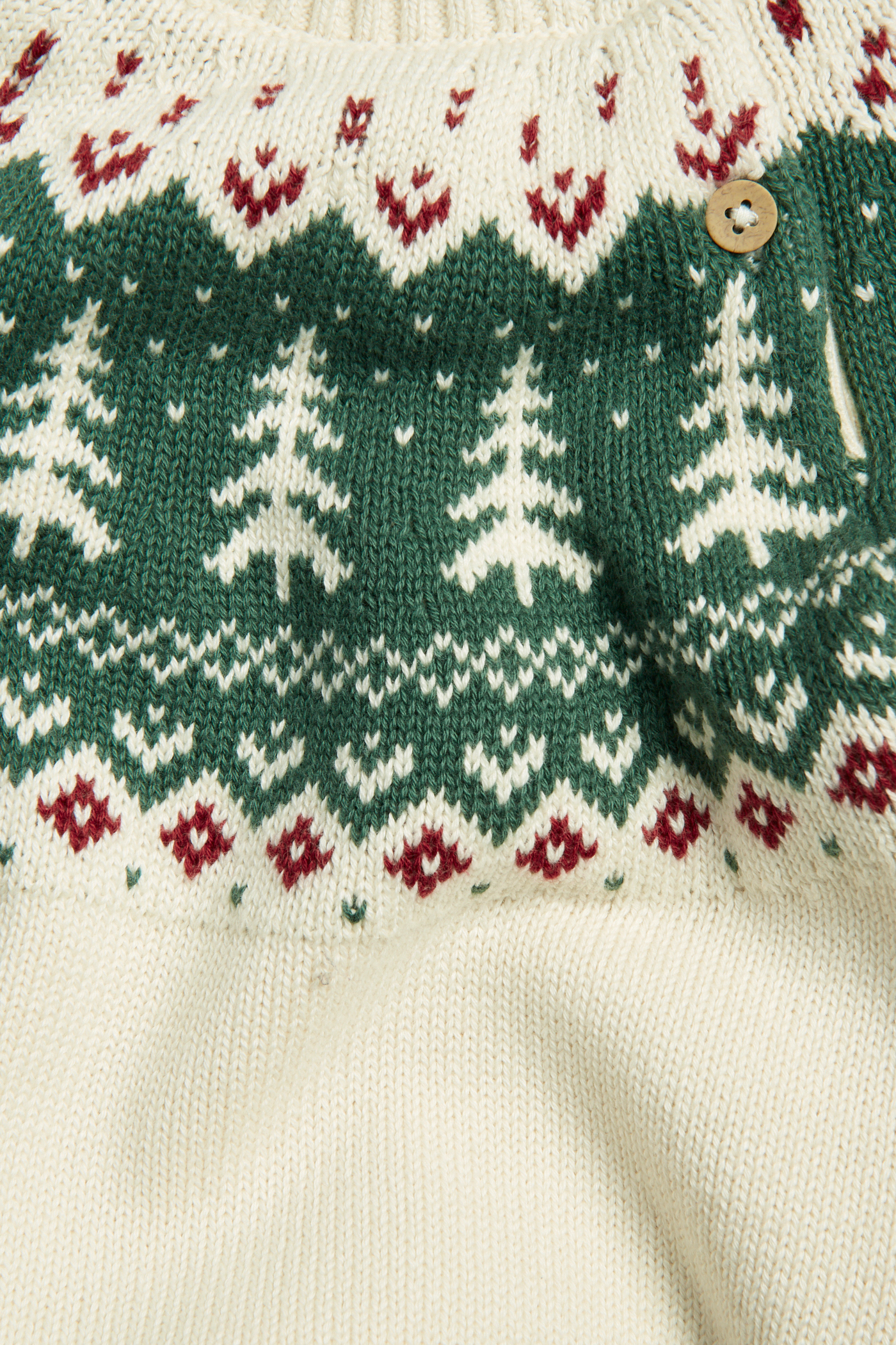 Knitted Christmas sweater with spruce trees | Off-white | Baby