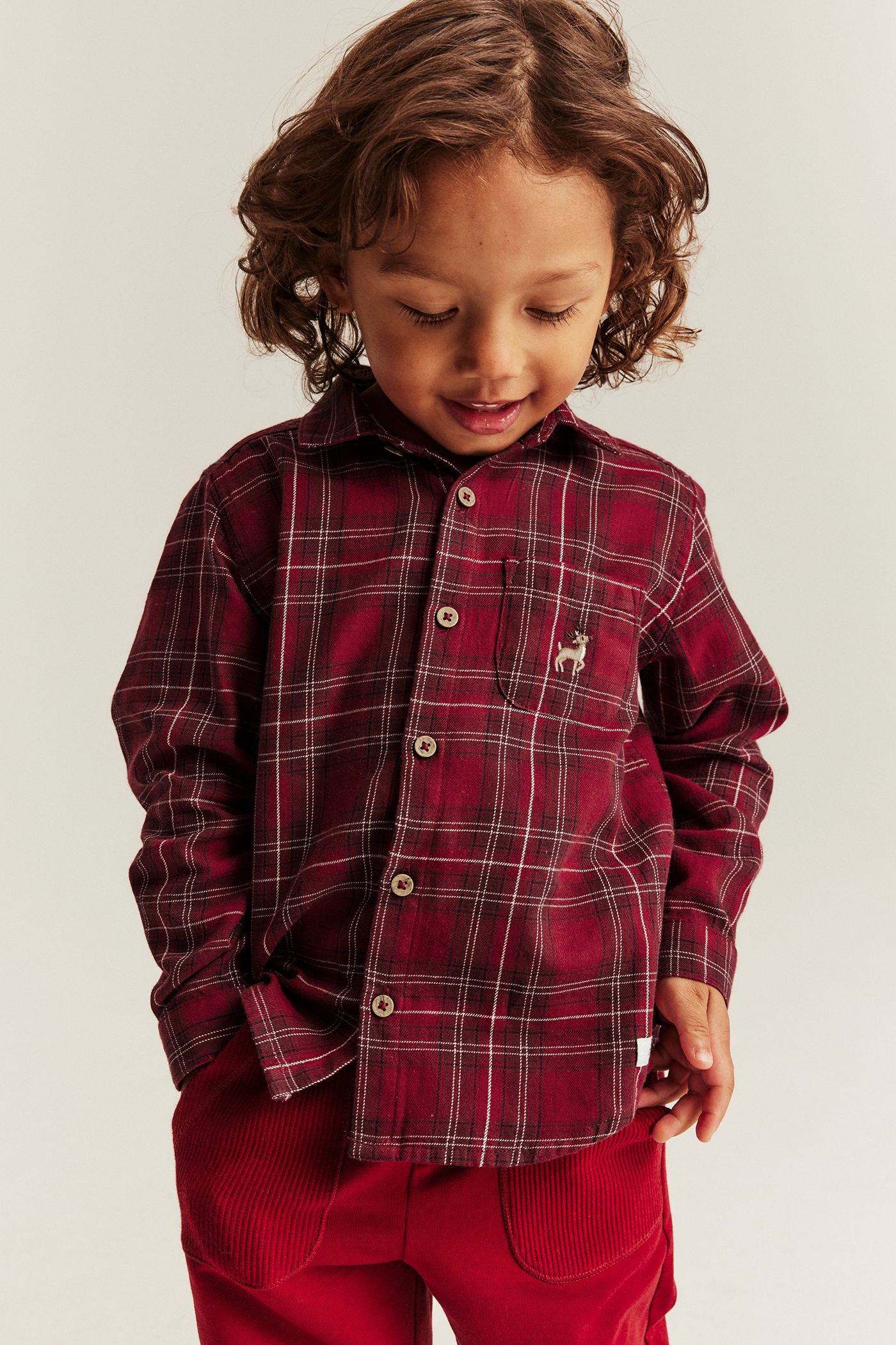 Plaid Christmas shirt | Red | Kids | Newbie
