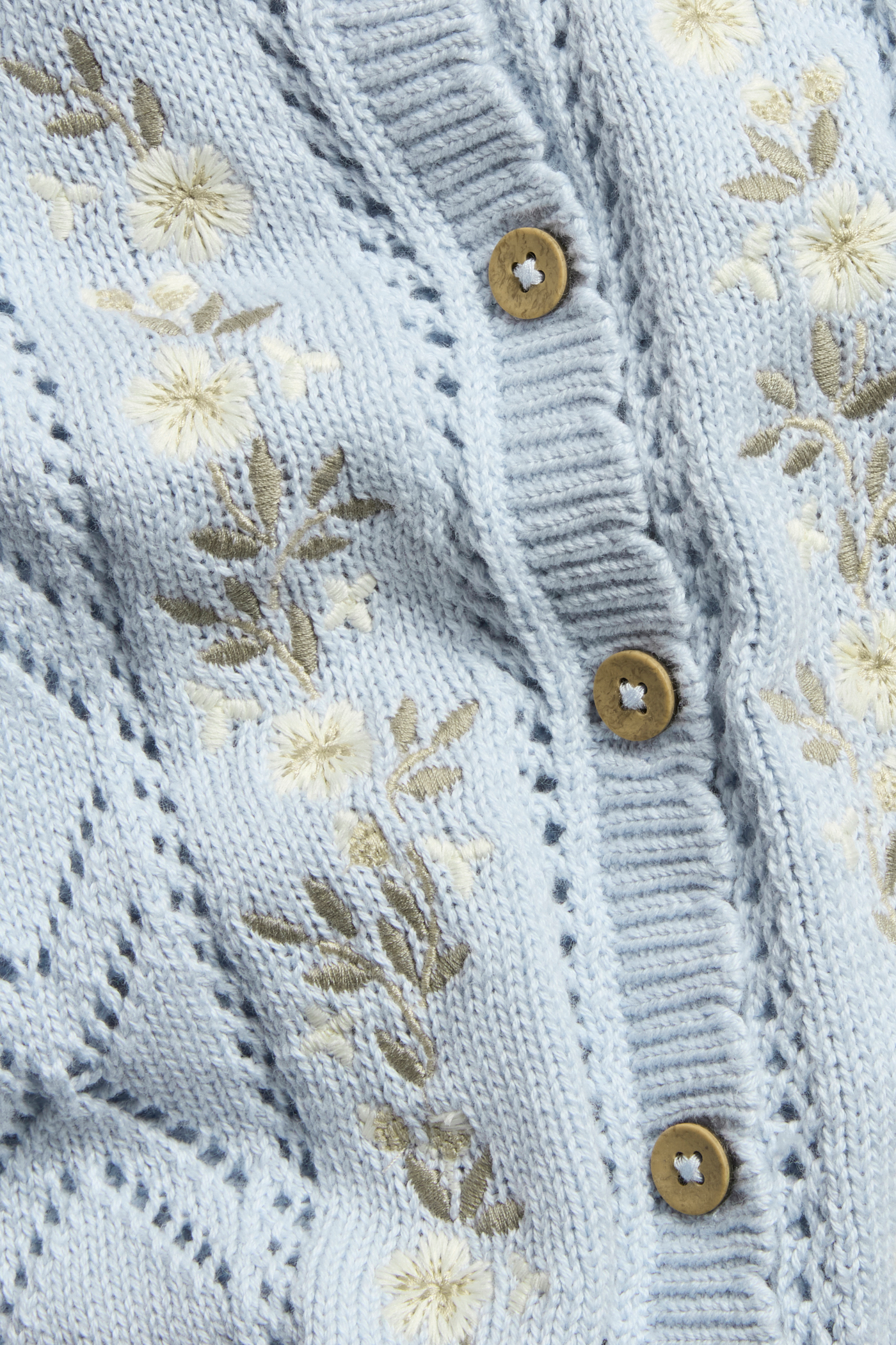 Knitted floral cardigan | Light blue | Baby | Newbie