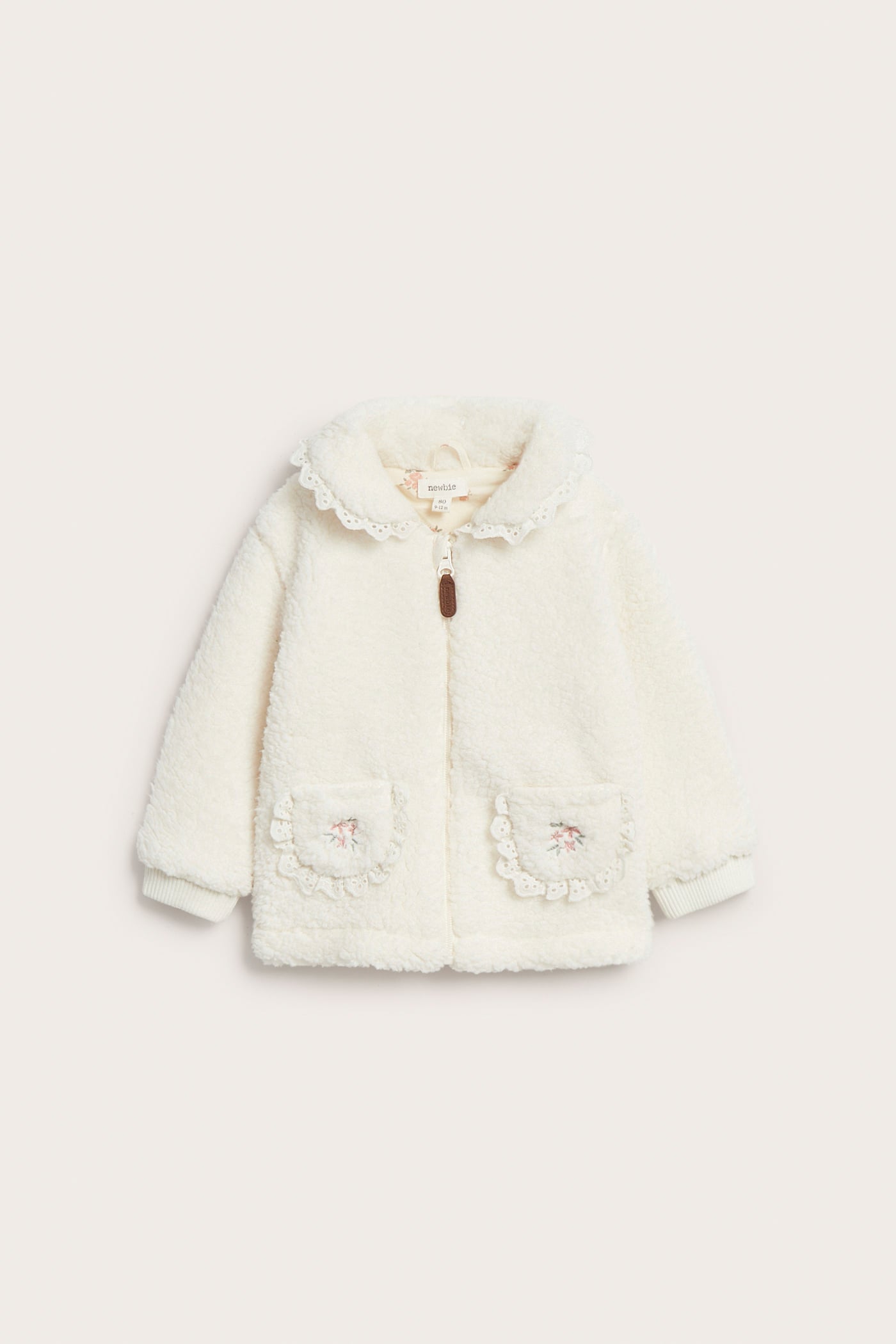 Pile jacket with collar and lace | Off-white | Baby | Newbie