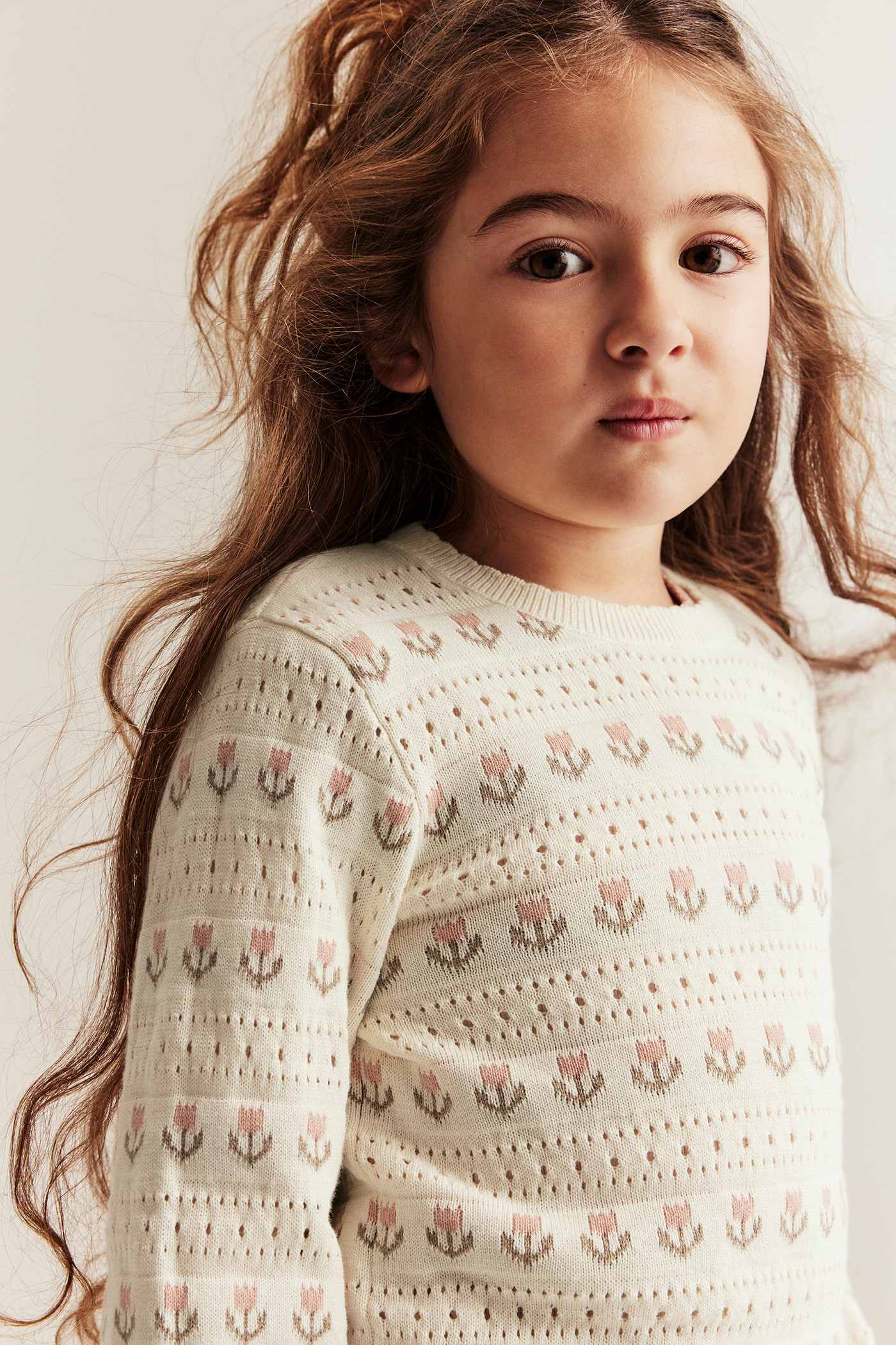 Jacquard-knit floral jumper | Off-white | Kids | Newbie