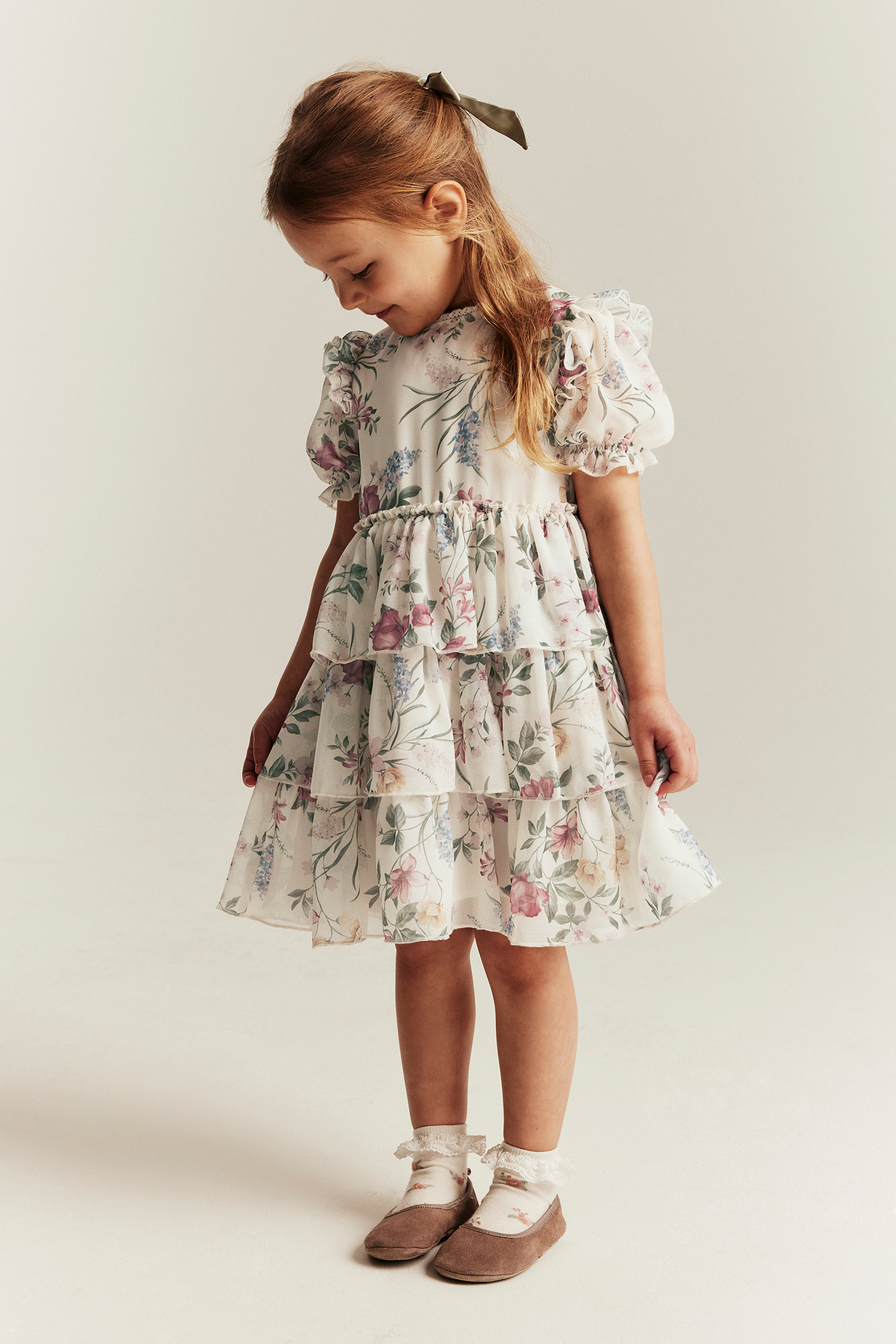 Floral chiffon dress | Off-white | Kids | Newbie