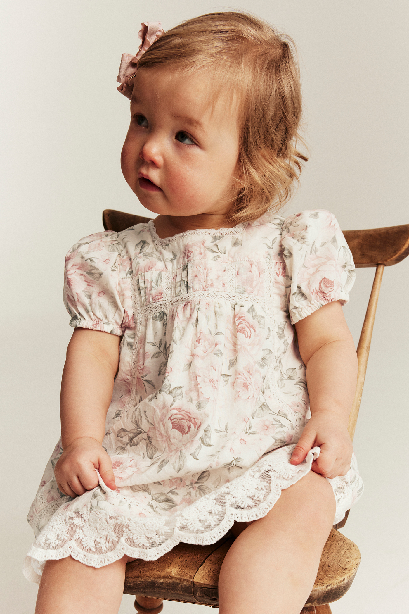 Floral short sleeve dress | Off-white | Baby | Newbie