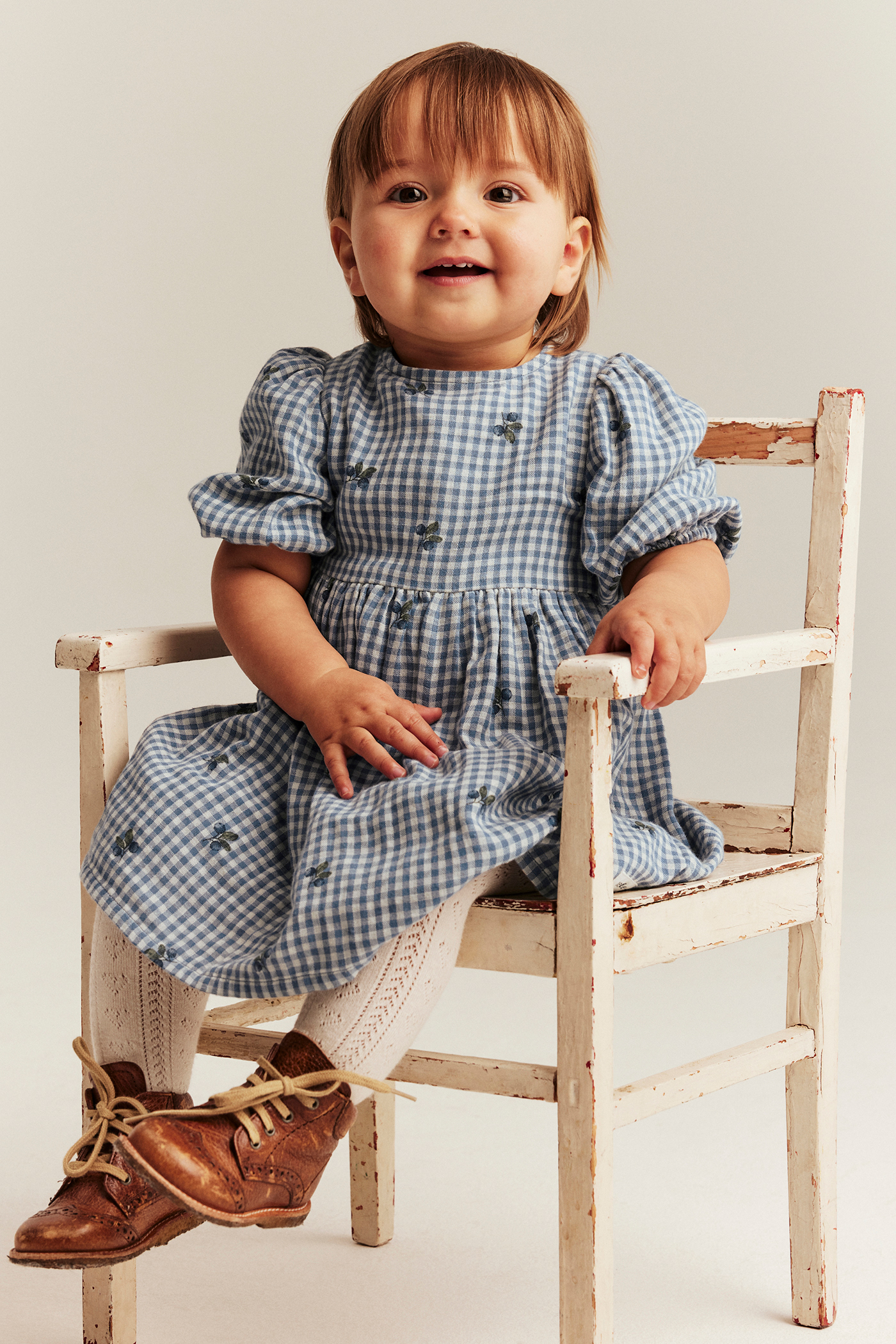 blue gingham baby dress Plaid dress with blueberry print | Blue | Baby