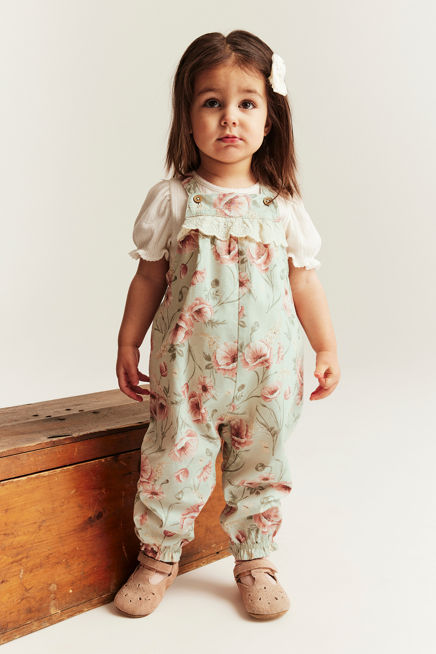 Floral dungarees | Light green | Baby | Newbie