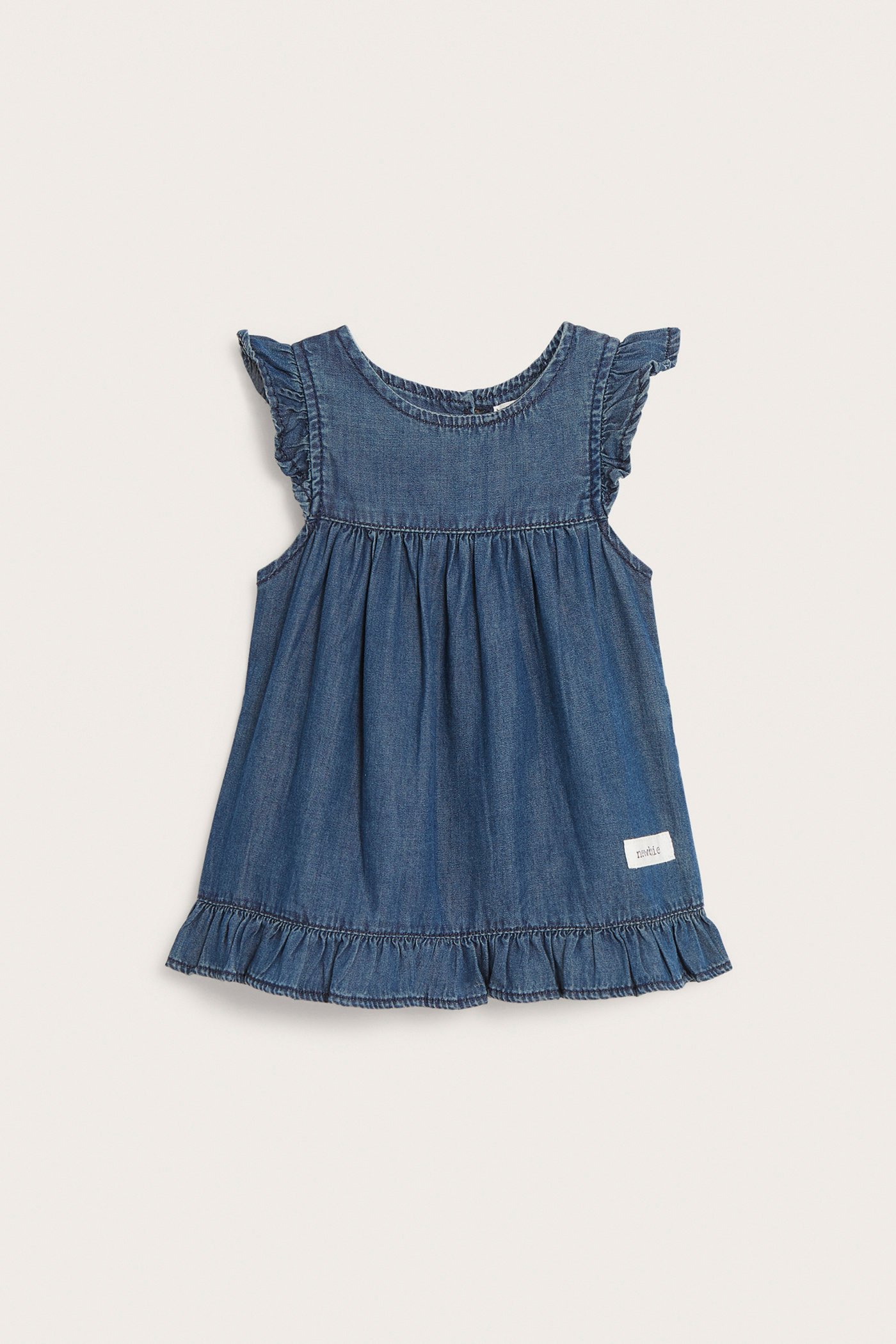 ruffle denim dress Ruffle Tube Strapless Denim Maxi Dress S / S3477 main image 0