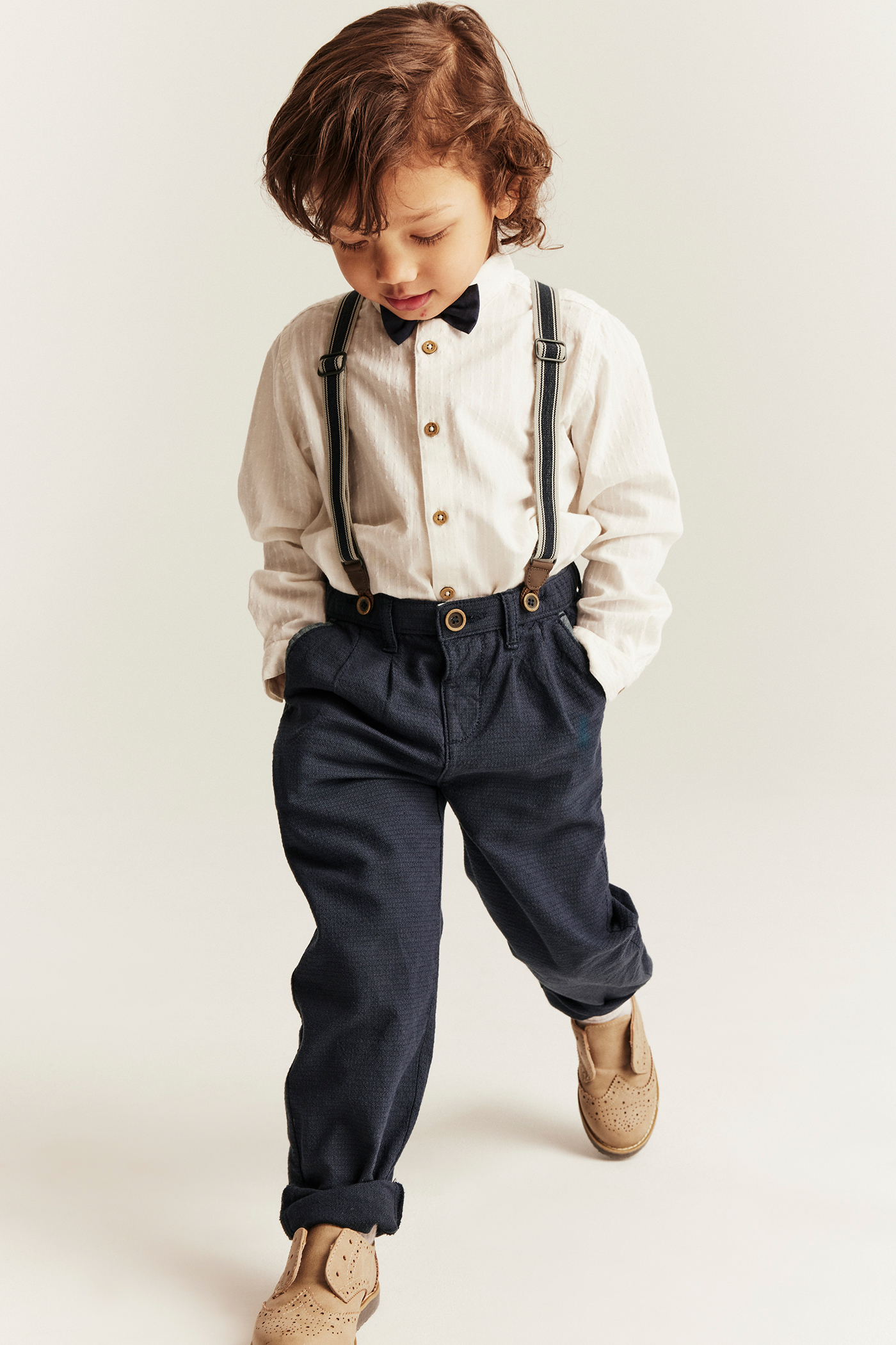 Woven pants with braces | Dark blue | Kids | Newbie