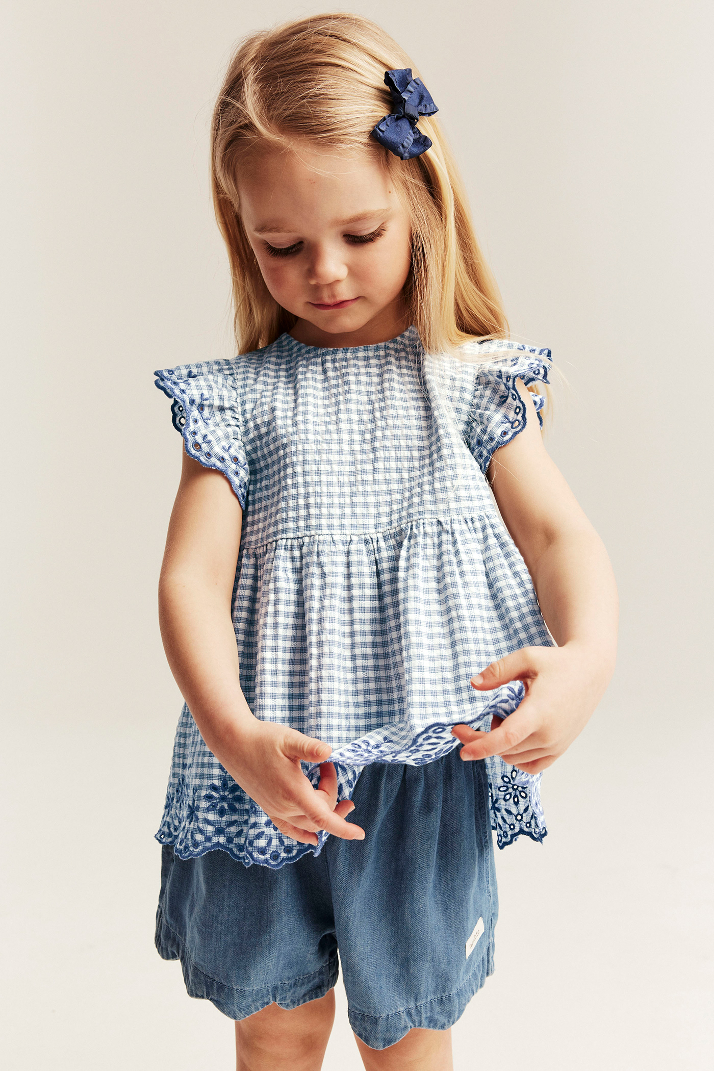 Peplum blouse with embroidery | Blue | Kids | Newbie Peplum blouse with embroidery | Blue | Kids | Newbie