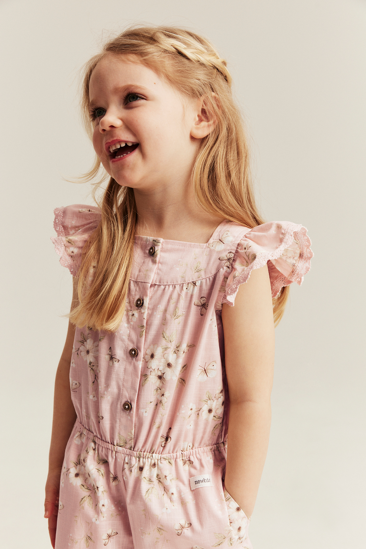 Floral jumpsuit with frill | Light pink | Kids | Newbie