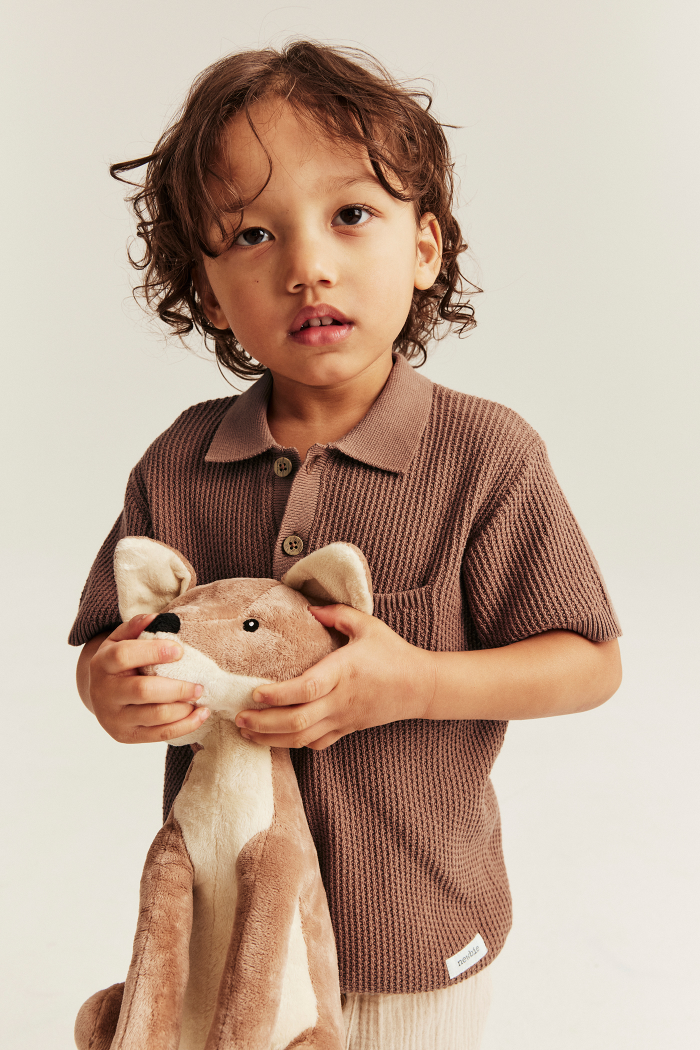 Short sleeve texture-knit top | Brown | Kids | Newbie