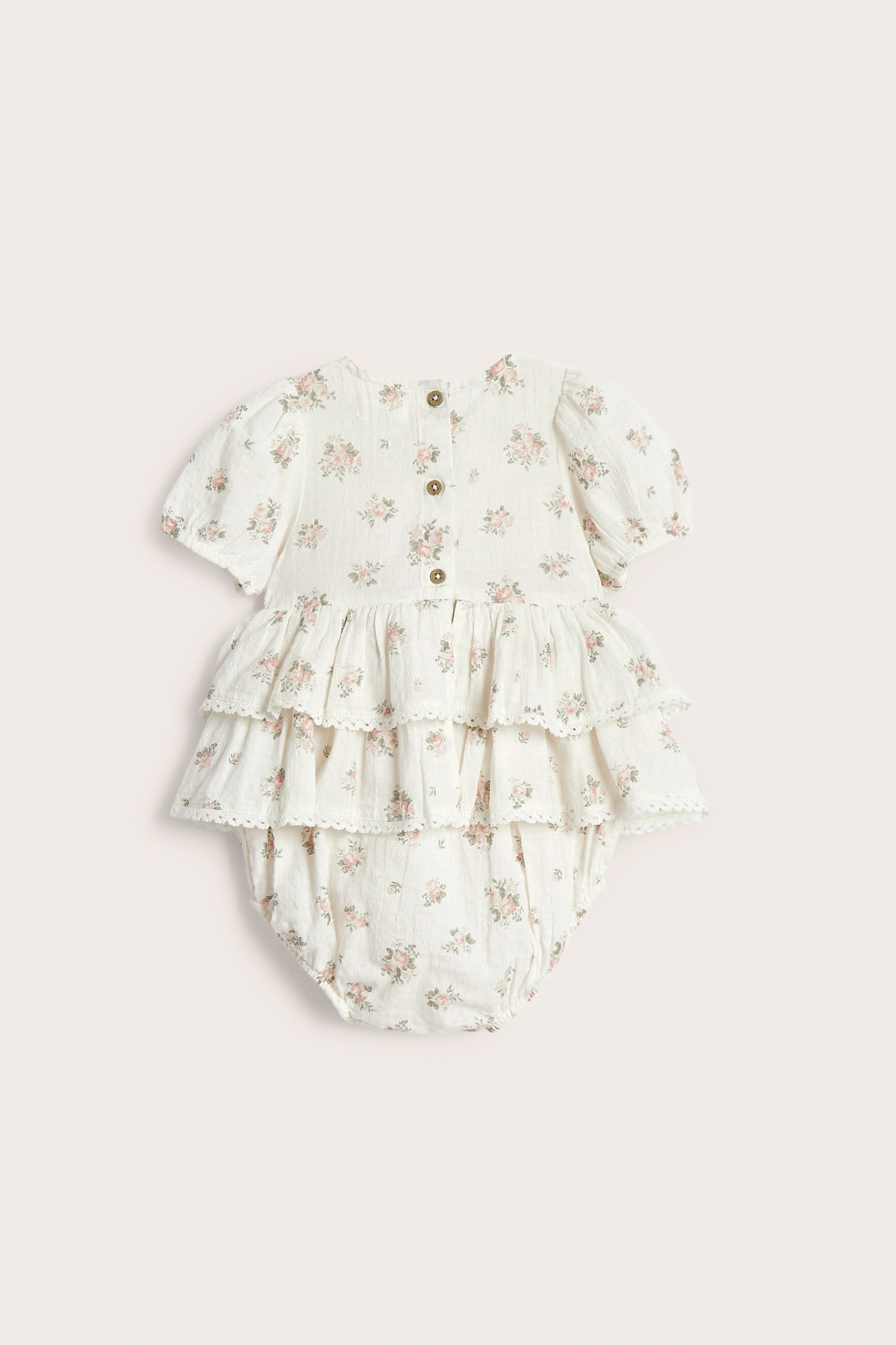 Floral jumpsuit with frill | Off-white | Baby | Newbie