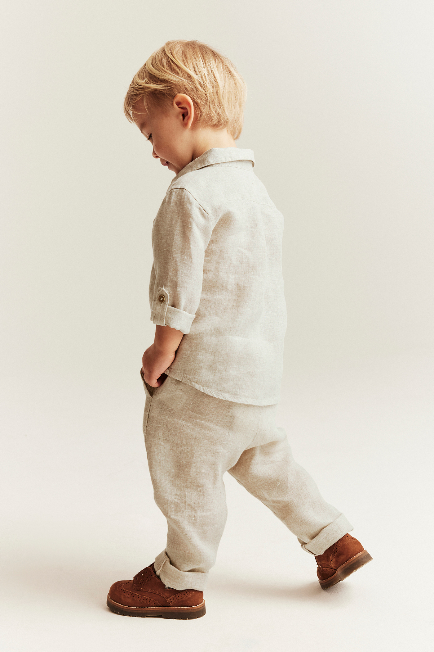 Linen pants with drawstring | Light beige | Kids | Newbie