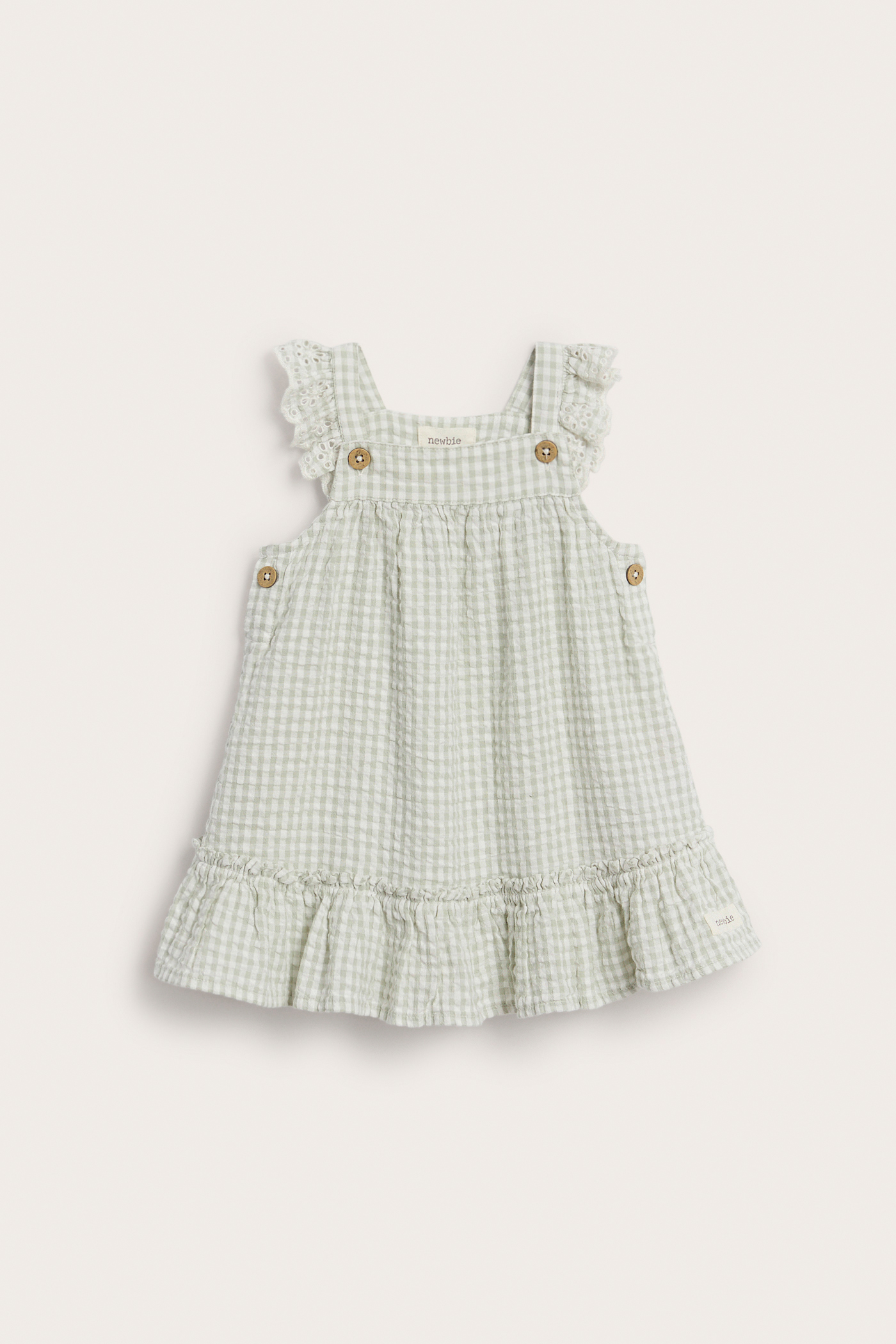 Woven dress with frill | Green | Baby | Newbie Woven dress with frill | Green | Baby | Newbie