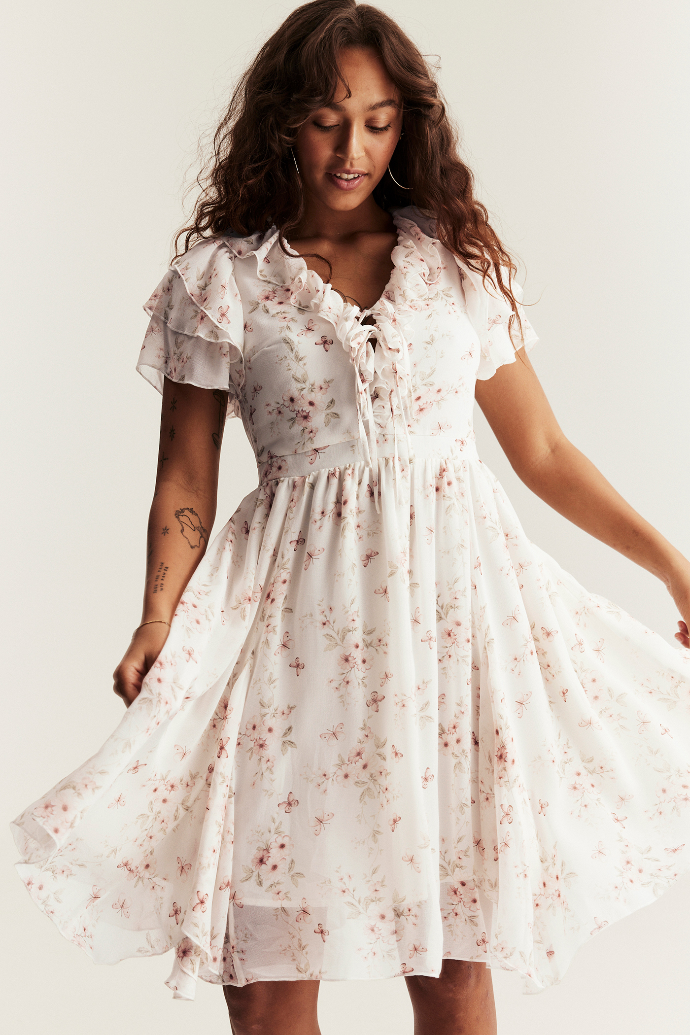 japna cotton dress Denim Mini Fabric Type: FRINGE How to Dress Up Color:Sage Floral Print