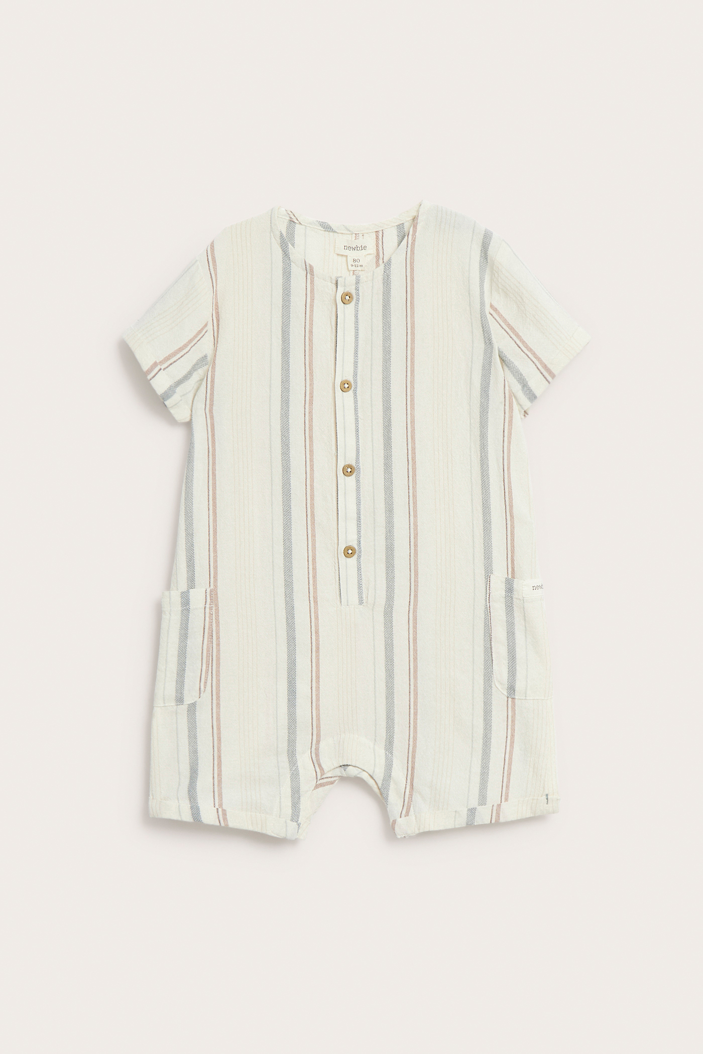 Short sleeve woven romper | Off-white | Baby | Newbie