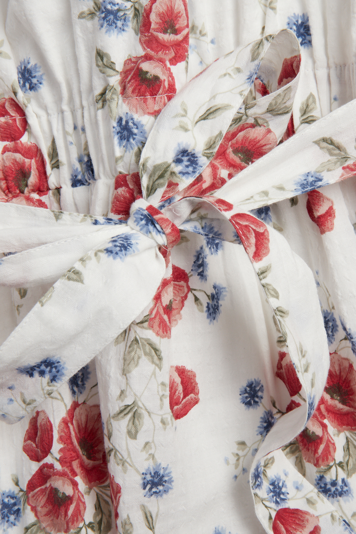 white dress with red and blue flowers Mill Women's Wonderful White A-line Maxi Dress - blue