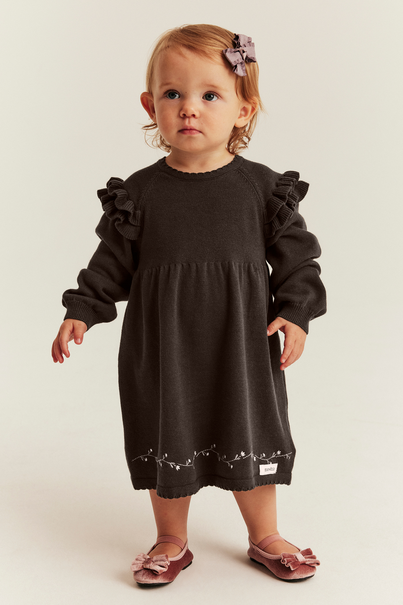 dark brown baby dress Long sleeve with frill | | Size:L - Preorder Beading Patterns for Dresses Stretch Spring/Fall Sale 4-12