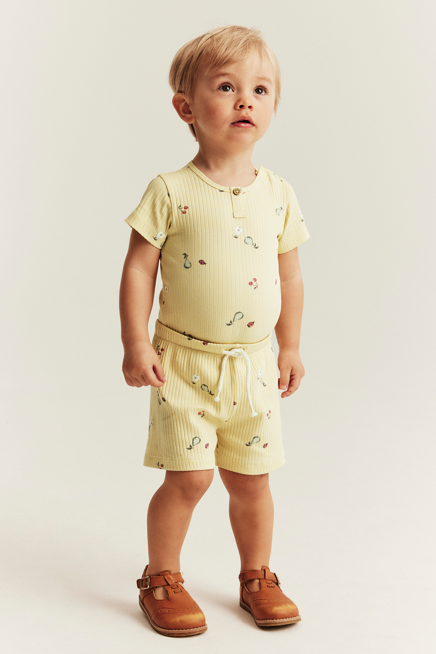 Ribbed 2-piece set | Yellow | Baby | Newbie
