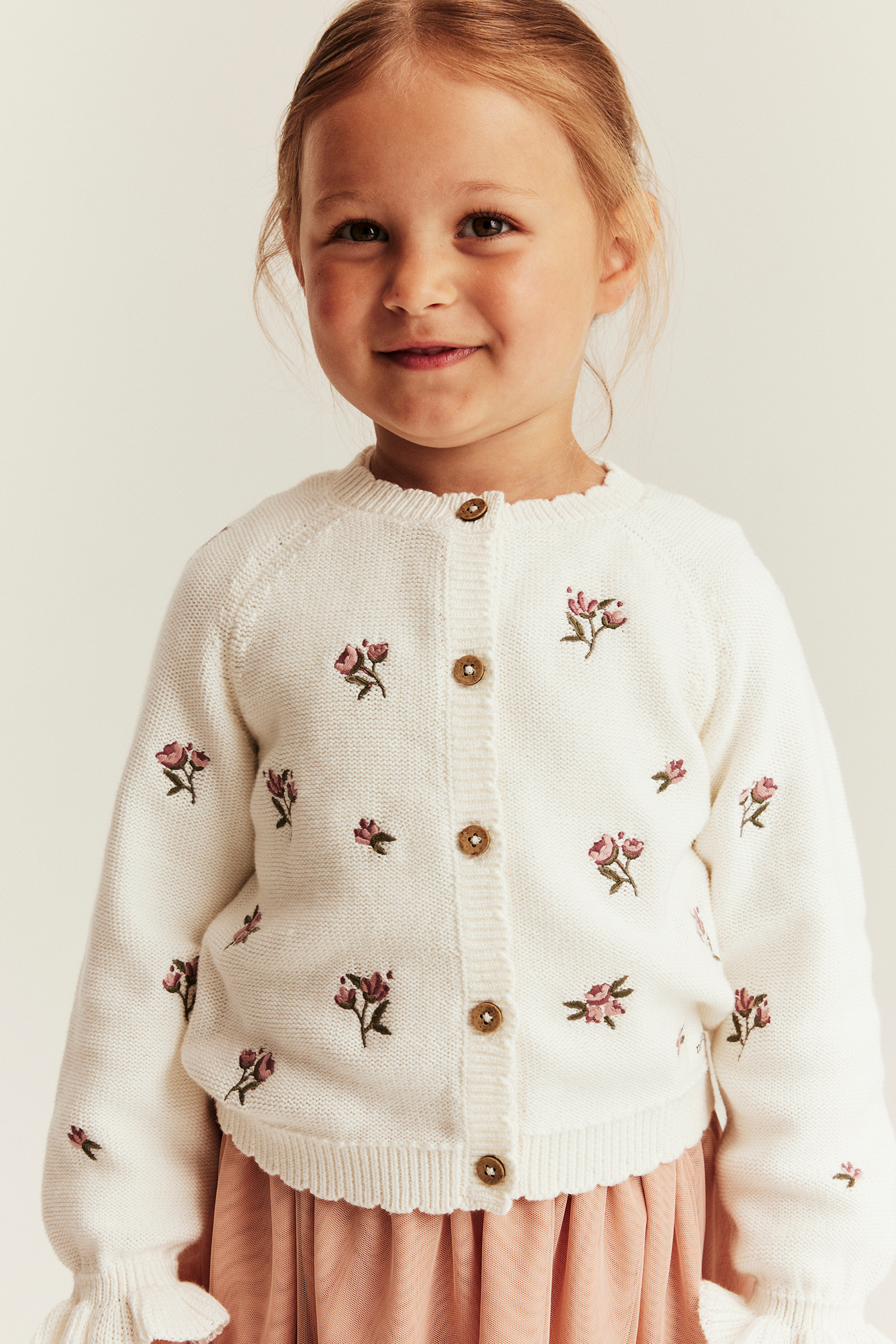Knitted floral cardigan | Off-white | Kids | Newbie