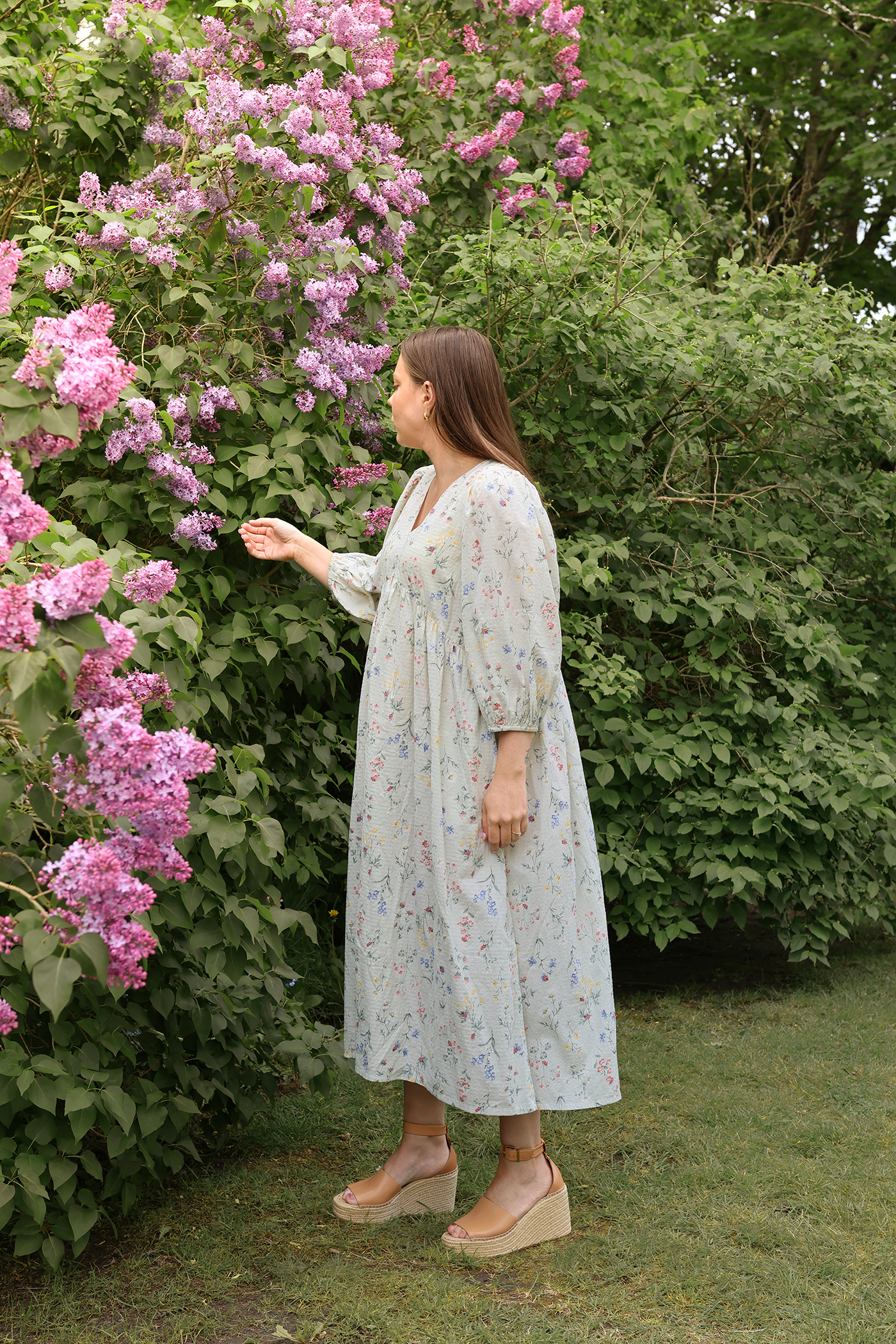 cotton gardening dresses Floral cotton dress by Newbie Woman | Light green | Kids