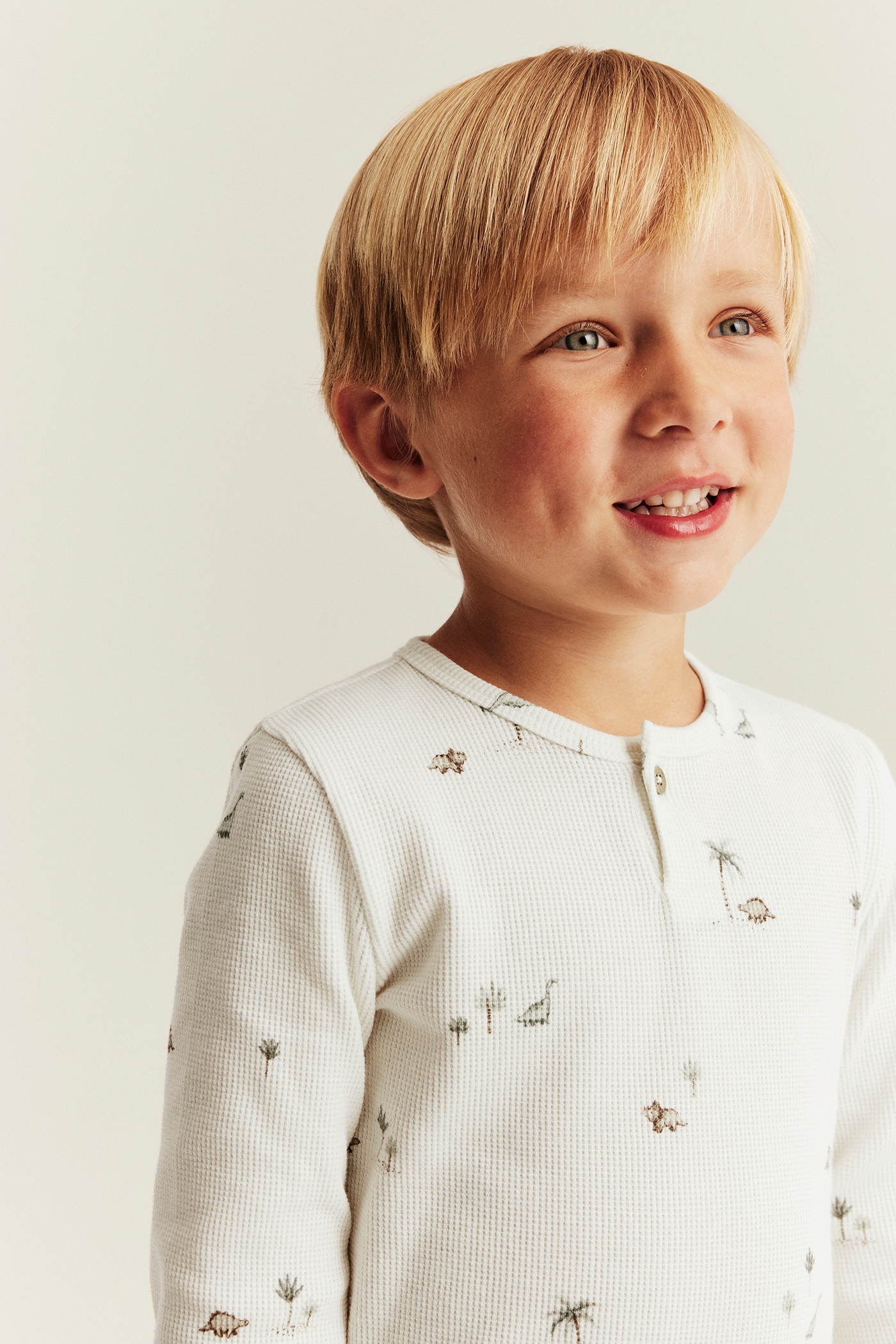 Long sleeve waffle T-shirt | Off-white | Kids | Newbie