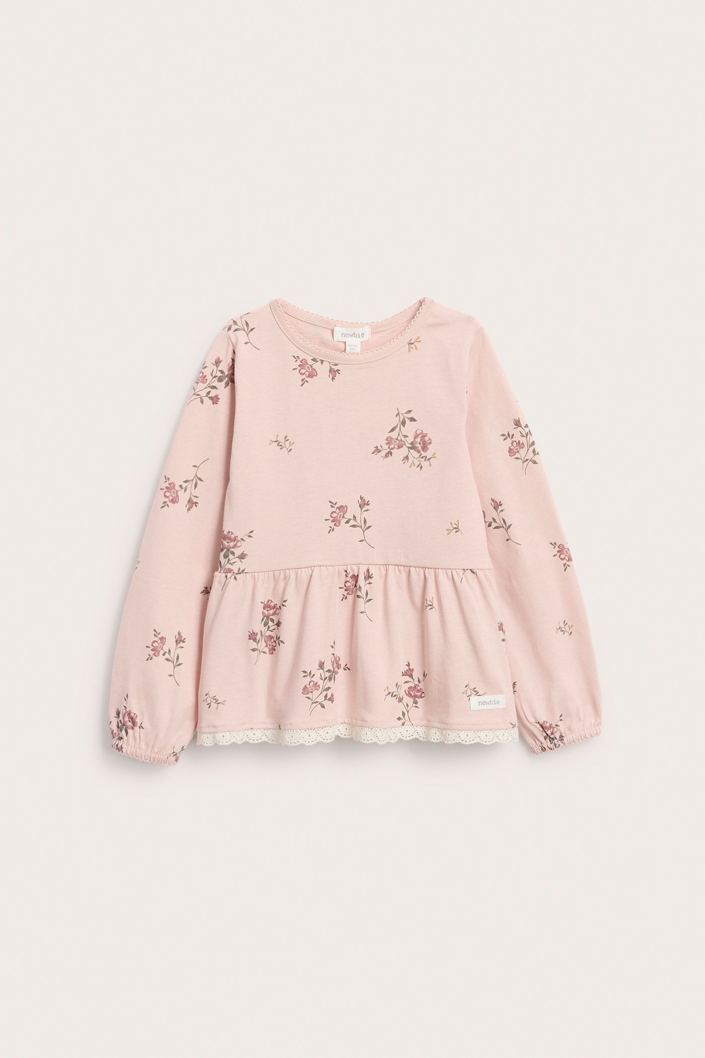 Long-sleeve floral peplum top | Light pink | Kids | Newbie