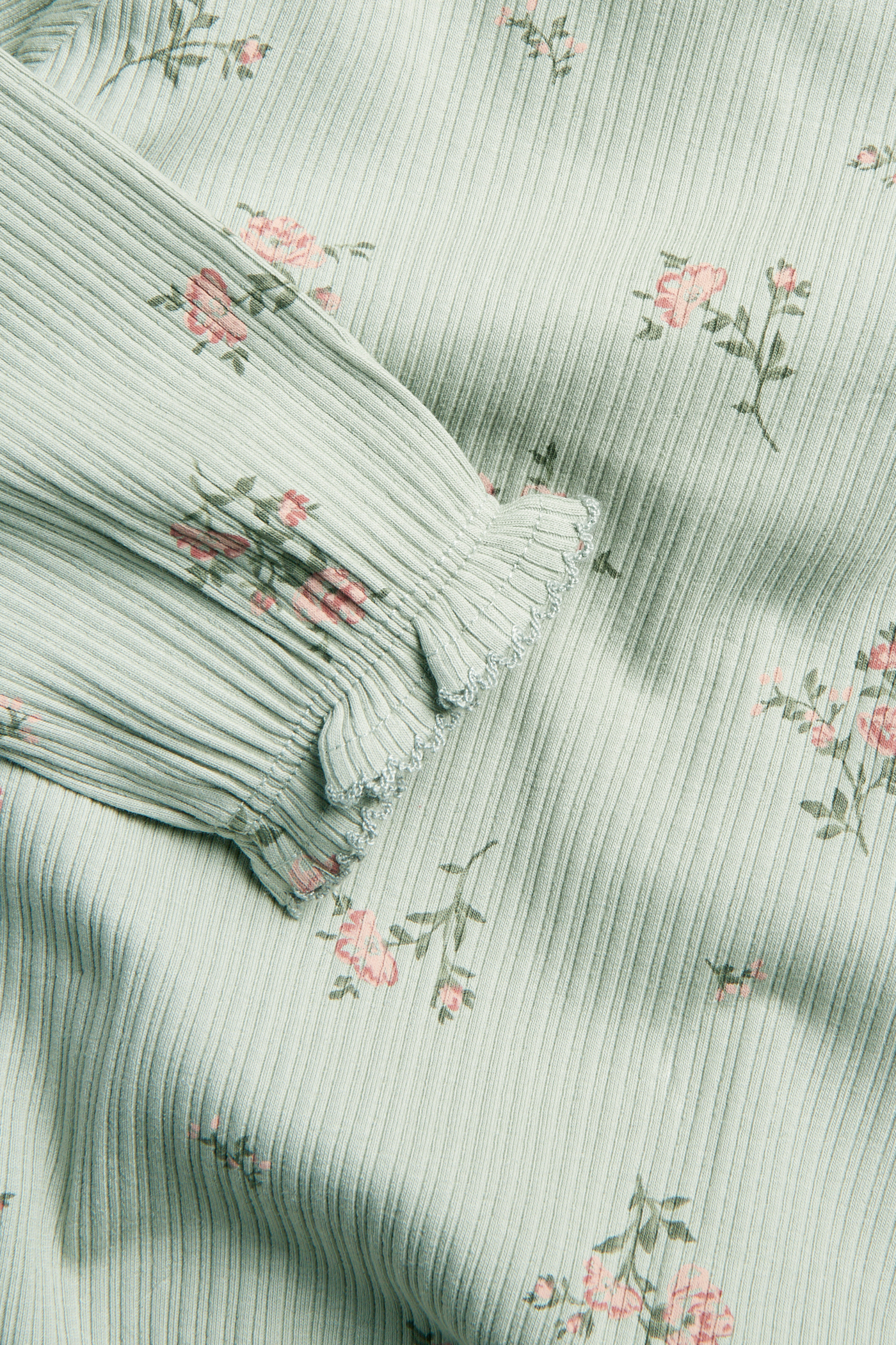 Floral ribbed bodysuit | Green | Baby | Newbie