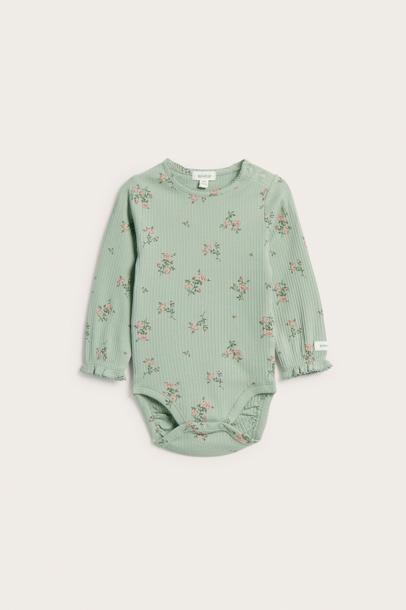 Floral ribbed bodysuit | Green | Baby | Newbie