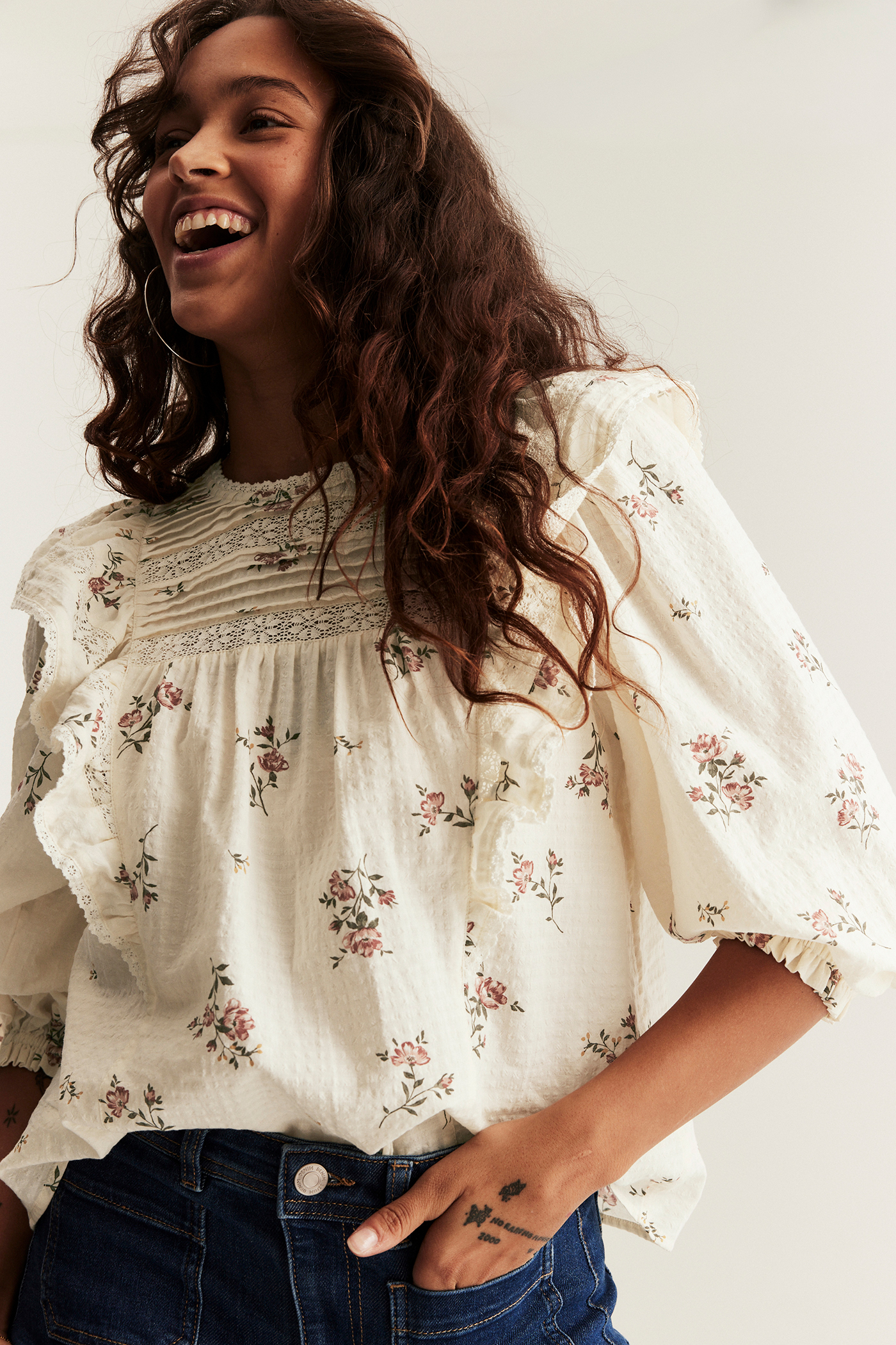 Floral lace blouse from Newbie Woman | Off-white | Kids | Newbie