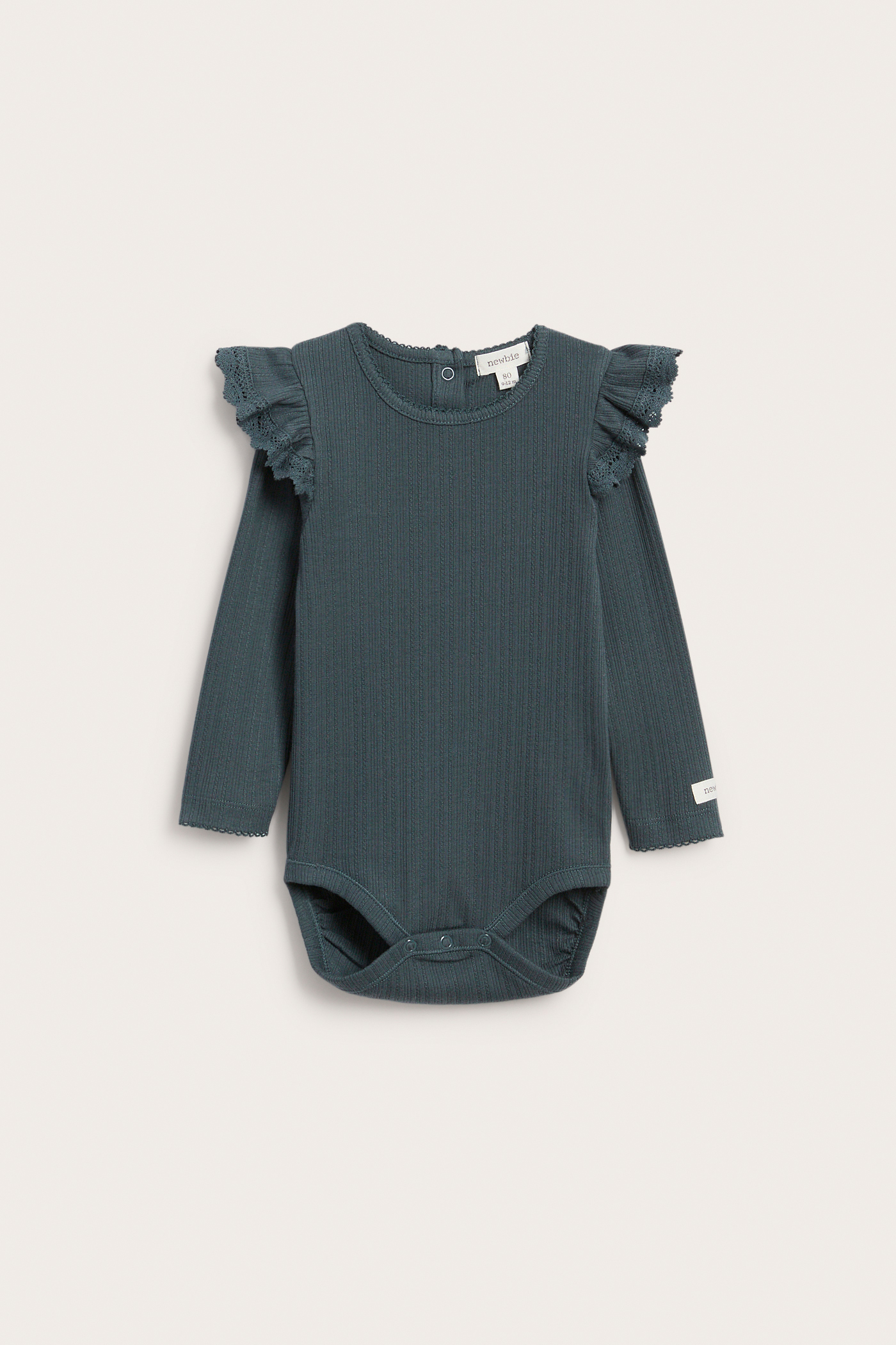 Ribbed bodysuit with frills | Off-white | Baby | Newbie